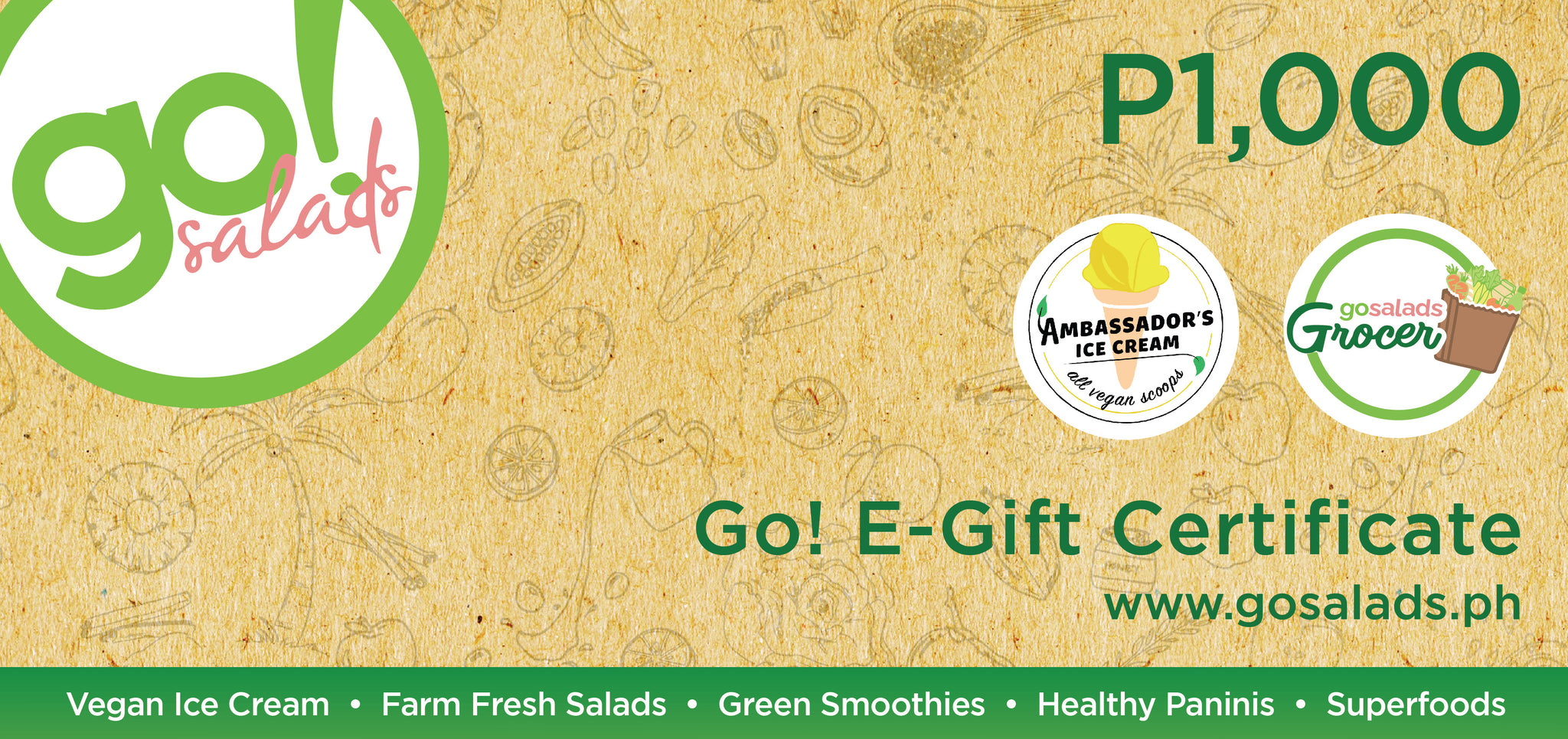 Go! Salads E-Gift Certificate ₱1,000 - Go! Salads Grocer